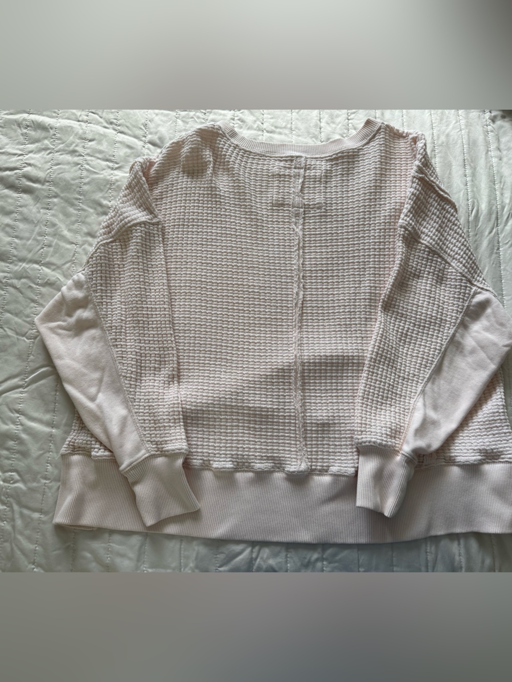 American Eagle Outfitters Light Blush Waffle Crewneck - Picture 3 of 3